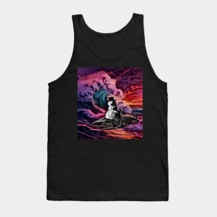 watercolor snowman riding shark Tank Top